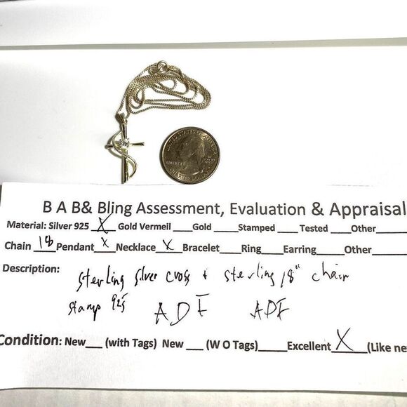 ADI# Sterling Silver Cross with Cz Accent & 18” Sterling Chain - Picture 11 of 11